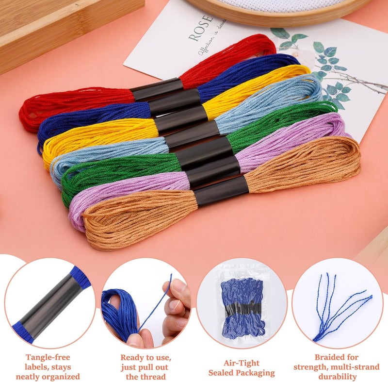 JUPEAN Embroidery Floss: Embroidery Thread 120 Yards Friendship Bracelet String 14 Colors Cross Stitch Cotton Yarn for DIY Bracelet Making - Image 3